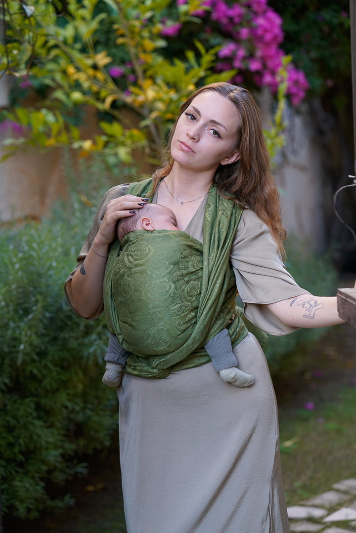 Écharpe de portage Rose verte