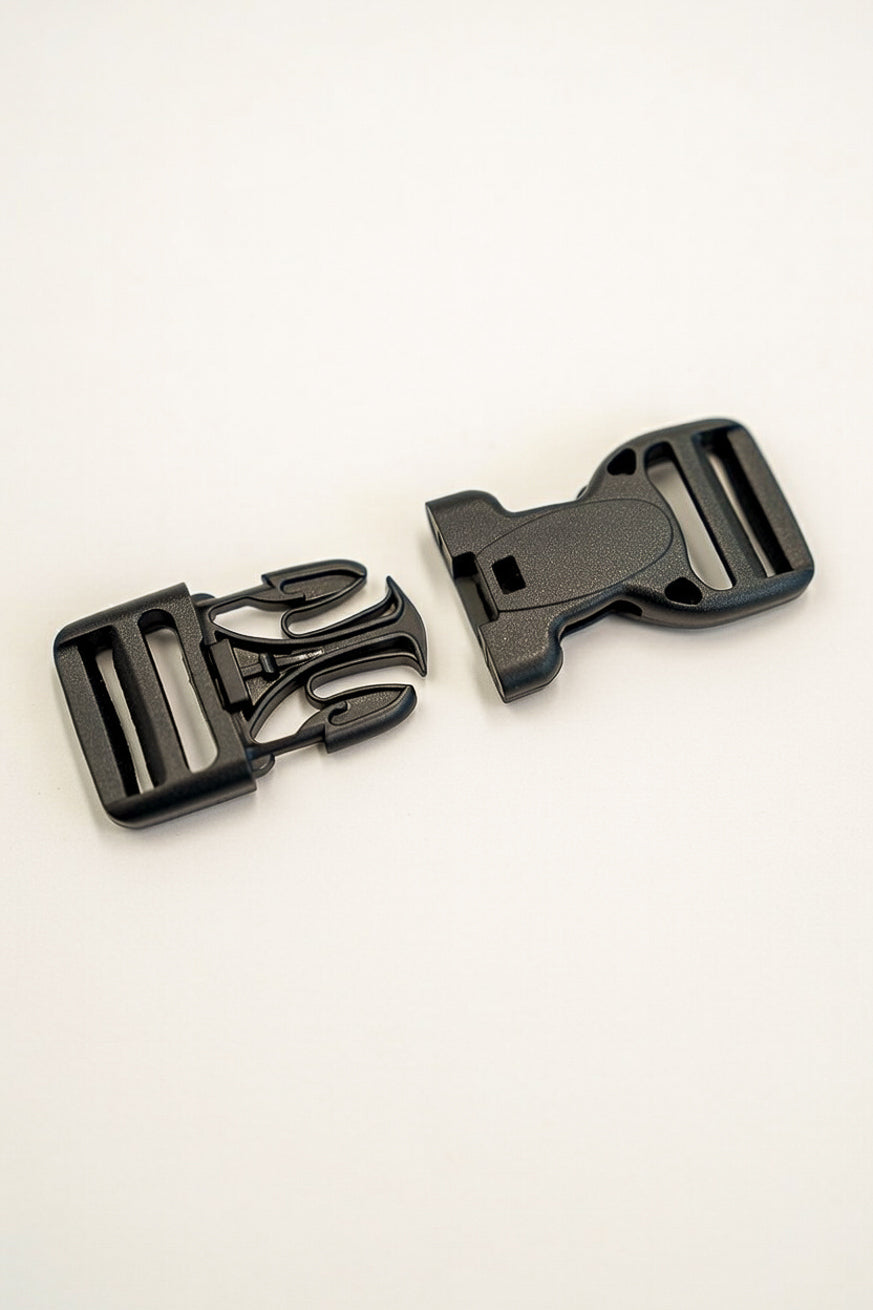 Boucle avec bouton de sécurité 25mm noir