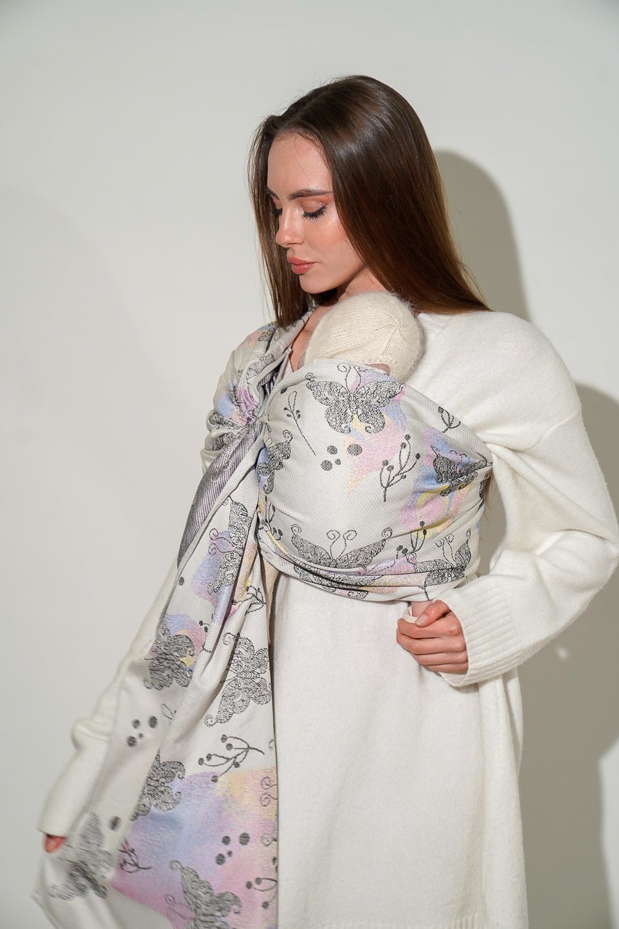 Écharpe de portage anneaux Aquarelle papillon - KOKADI