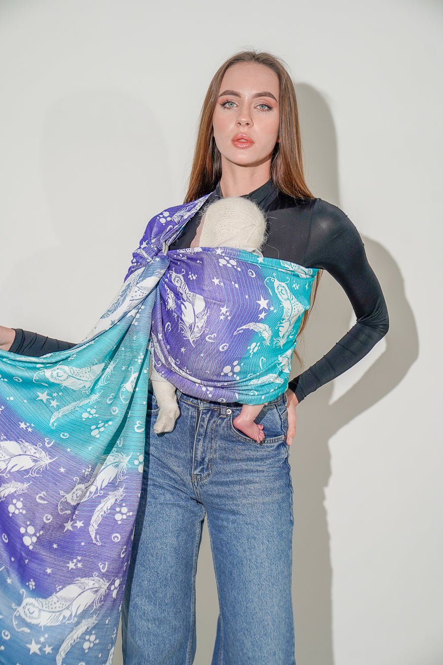 Écharpe de portage anneaux Plumes Milla - KOKADI