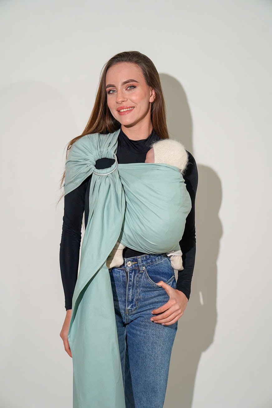 Écharpe de portage anneaux Juste de la menthe - KOKADI