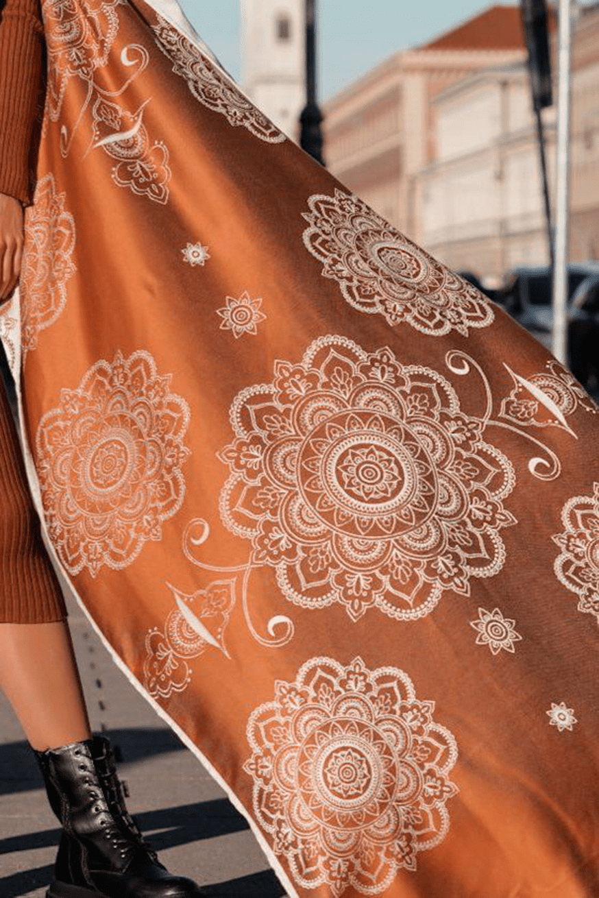 Écharpe de portage anneaux Mandala Latte Macchiato x Bambou inversé - KOKADI