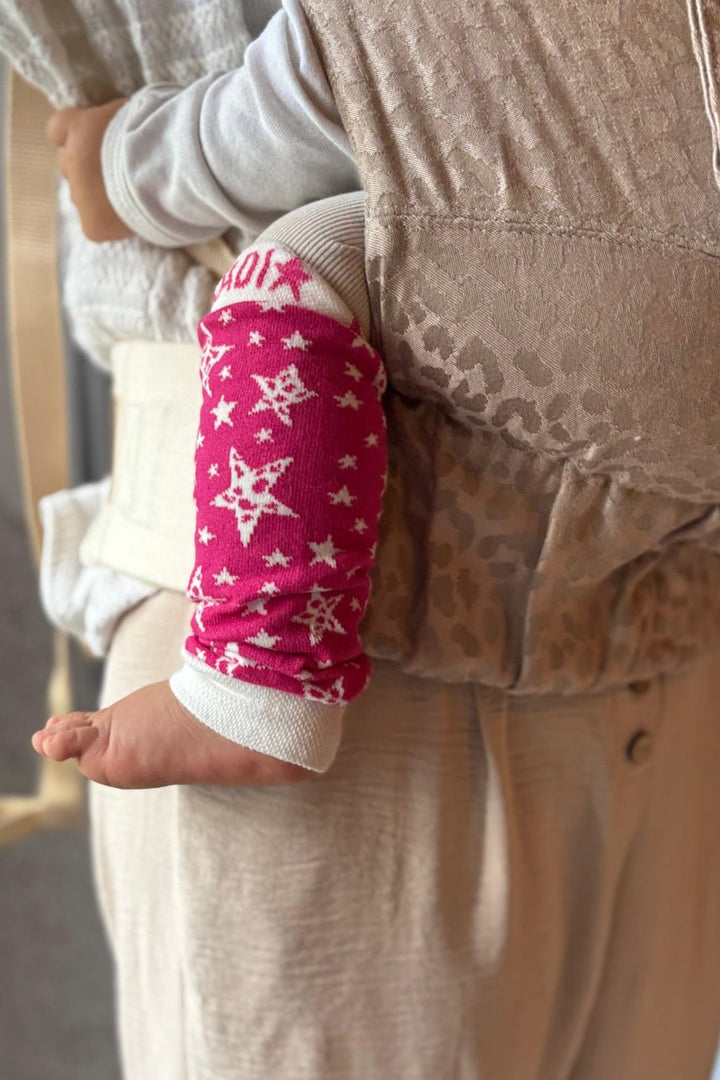 Menottes de portage Lion Etoiles Fraise - KOKADI